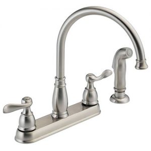 DELTA Windemere 2-Handle Kitchen Sink Faucet with Side Sprayer in Matching Finish, Stainless 21996LF-SS