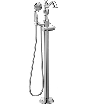 Delta Faucet Cassidy Floor-Mount Freestanding Tub Filler with Hand Held Shower, Chrome T4797-FL-LHP