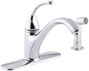 KOHLER K-10412-CP Forté(R) 4-Hole Sink Matching Finish sidespray Kitchen Faucet, Polished Chrome