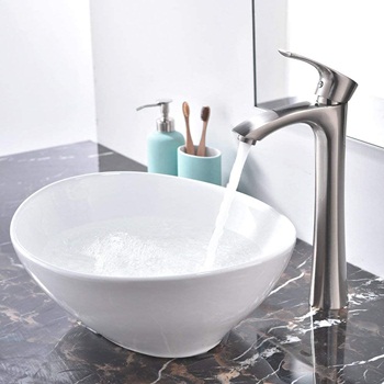 KINGO HOME White Oval Ceramic Vessel Sink, Above Counter Bathroom Porcelain Vessel Sink