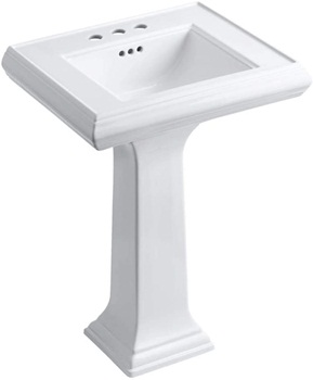 KOHLER K-2238-4-0 Memoirs Pedestal Bathroom Sink with 4inch Centers and Classic Design, White