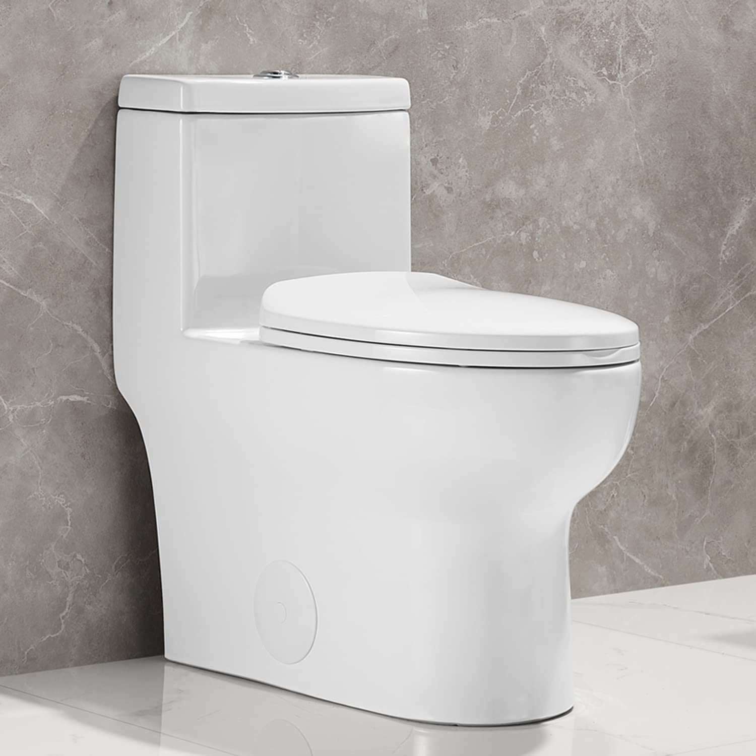 DeerValley DV-1F026 Dual Flush Elongated Standard One Piece Toilet with Comfortable Seat Height, Soft Close Seat Cover, High-Efficiency Supply, and White Finish Toilet Bowl