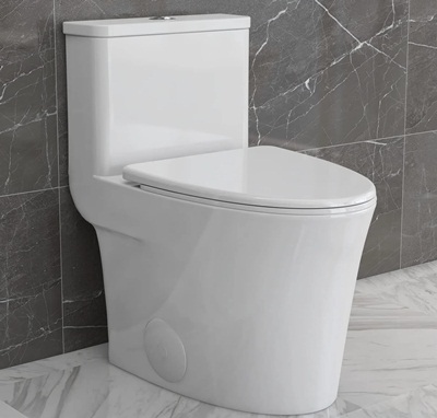 DeerValley DV-1F52807 One Piece Toilet Elongated,Small Toilet Compact Modern One Piece Toilet With Soft Close Toilet Seat Ceramic Glossy White Toilets Single Flush - fully skirted toilet