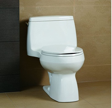 Kohler 3810-95 Santa Rosa Comfort Height Elongated 1.28 GPF Toilet with AquaPiston Flush Technology and Left-Hand Trip Lever, Ice Grey
