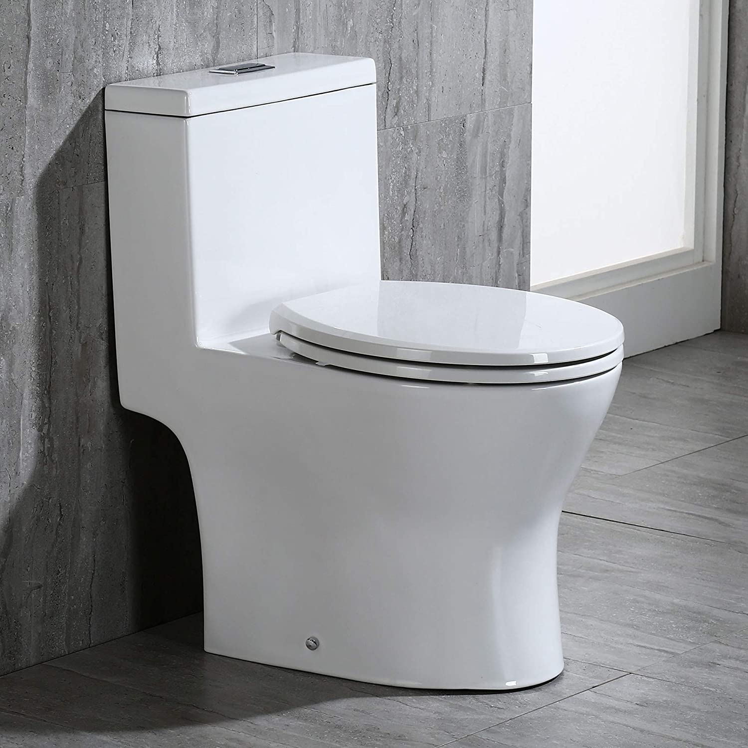 WOODBRIDGE B0500-2 T-0031L T-0031 Short Compact Tiny One Piece Soft Closing Seat, Small Toilet, WHITE