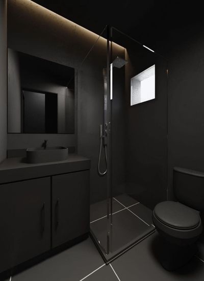 11 Black Floor Bathroom Ideas 1. Color Strategy 