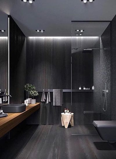 Black Floor Bathroom Ideas 9. A Well-Organized Black Bathroom