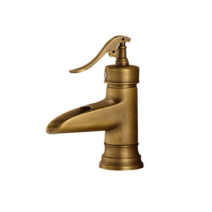 Wovier Antique Brass Waterfall Bathroom Sink Faucet,Single Handle Single Hole Vessel Lavatory Faucet,Basin Mixer Tap