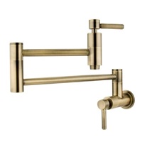 Kingston Brass KS8103DL Wall Mount Pot Filler Kitchen Faucet, Antique Brass 13 Length