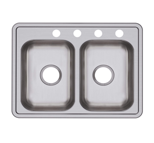 Dayton D225194 Equal Double Bowl Drop-in Stainless Steel Sink