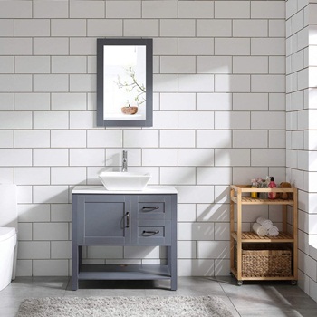 HOMECART 30 inch Gray Bathroom Vanity and Sink Combo Marble Pattern Top