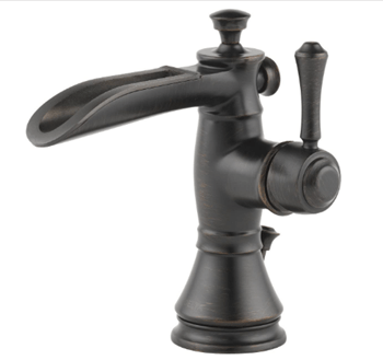 Delta Faucet Cassidy Bronze Bathroom Faucet, Single Hole Bathroom Faucet, Waterfall Bathroom Faucet, Single Handle, Metal Drain Assembly, Venetian Bronze 598LF-RBMPU