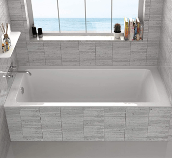 Fine Fixtures Tile-In White Soaking Bathtub, Built in tile flange Fiberglass Acrylic Material