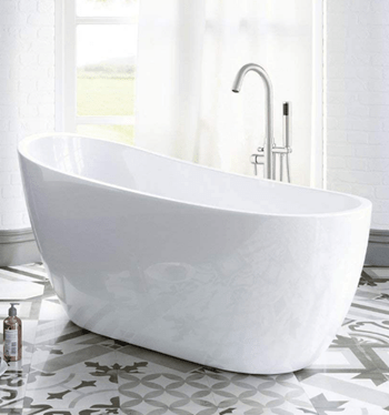 WOODBRIDGE Acrylic Freestanding Contemporary Soaking Tub with Brushed Nickel Overflow and Drain, B-0006 BTA1507