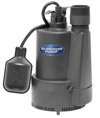 Superior Pump 92330 1 3 HP Thermoplastic Submersible Sump Pump with Tethered Float Switch