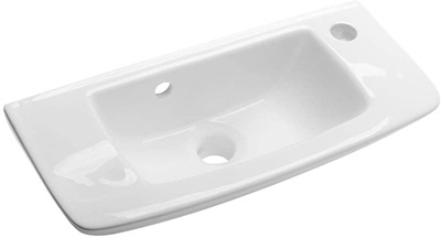 Renovators Supply Edgewood Wall Mount Sink 20 Inches White Ceramic Rectangular Small Basin Porcelain Floating Bathroom Vessel Sink With Overflow And Single Faucet Pre Drilled Holes
