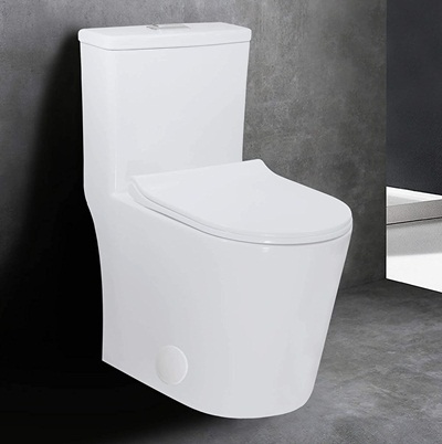 WinZo WZ5079N 23in Small Compact One Piece Toilet,Dual Flush Short for Modern Mini Tiny Bathrooms,Standard 12in Rough-in White