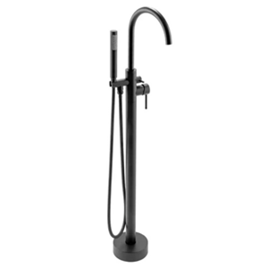 AKDY 1-Handle Freestanding Floor Mount Tub Faucet Bathtub Filler with Hand Shower in Matte Black