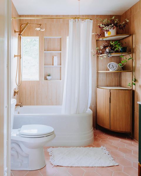 A Comfy Wooden Shelf - Bathroom Storage Solution Ideas