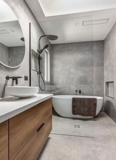 Luxurious Grey Bathroom Grey Minimalist Bathroom Ideas