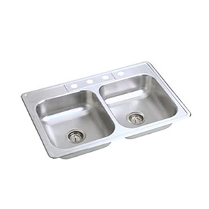 Elkay NE33224 Neptune 33-by-22-by-6-Inch Double Bowl Kitchen Sink, Stainless Steel