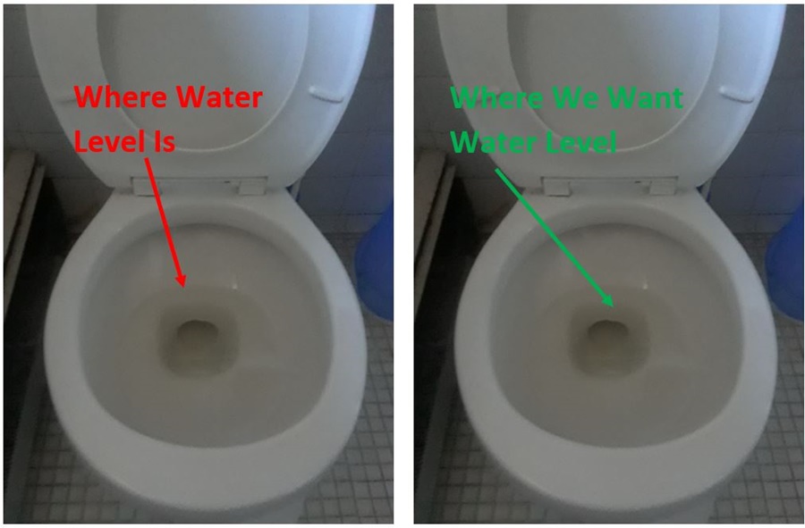 how to adjust water level in toilet bowl