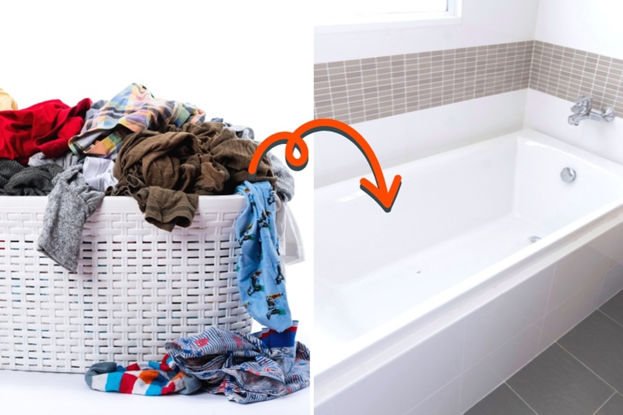how to wash clothes in bathtub